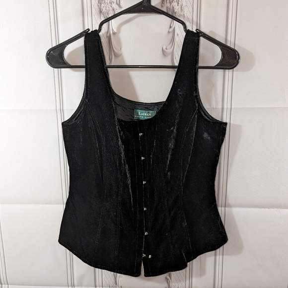 Lauren Ralph Lauren Tops - Lauren Ralph Lauren Velvet Corset Top Goth 4